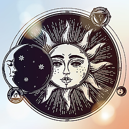 太陽(yáng)月亮插畫(huà)