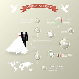 婚紗禮服與婚禮圖標模板下載