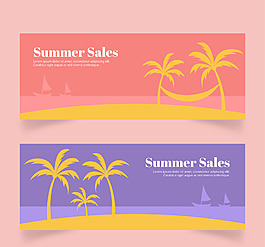 夏季卡通橫幅素材