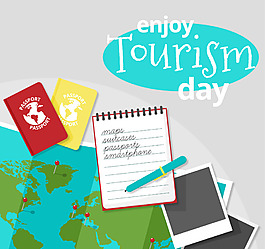 旅游日背景的旅游證件