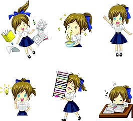 卡通学生女生