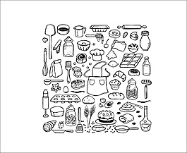 精致手繪食物圖案矢量素材