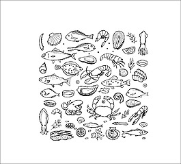 精致手繪食物圖案矢量素材