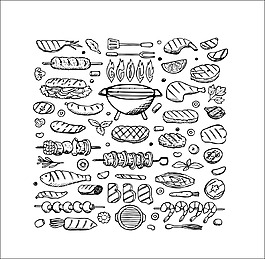 精致手繪食物圖案矢量素材