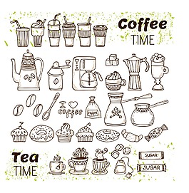 精致手繪食物圖案矢量素材