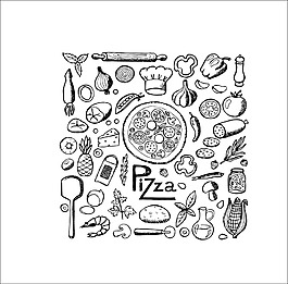 精致手繪食物圖案矢量素材