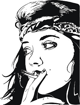 抽煙的卡通美女