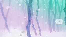 唯美雪景樹干背景