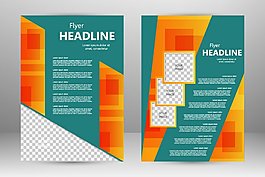 橙綠幾何圖形傳單圖片