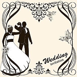 婚禮請柬背景矢量素材