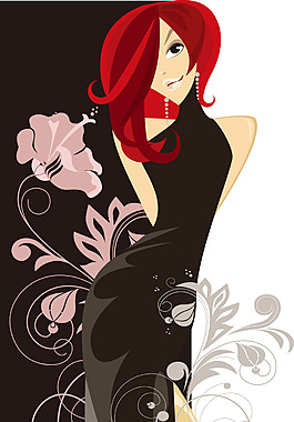 黑裙美女插畫(huà)