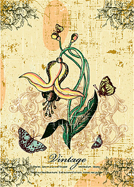復(fù)古花朵婚禮請(qǐng)柬封面圖片
