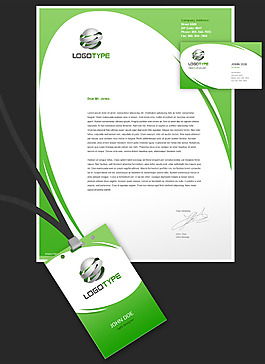白色綠色名片卡證企業(yè)名片PSD
