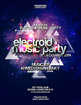 electroid聚會(huì)傳單模板