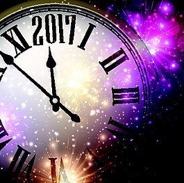 紫色2017时钟背景设计图片