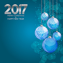 2017和吊掛的藍色鈴鐺圖片