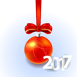 紅色圣誕球與2017圖片