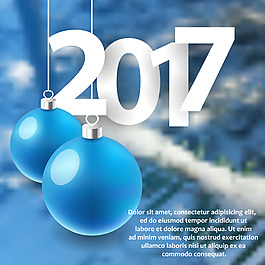 圣誕球背景和2017年字體圖片
