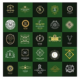 標志設(shè)計集與字母符號說明自由向量
