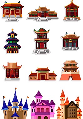 卡通房屋城堡