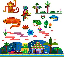 熱帶符號圖標(biāo)設(shè)計與幾何風(fēng)格自由向量