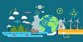 地球生態(tài)橫幅設計與回收圖標和自由向量