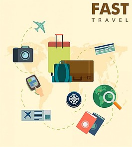 旅游概念插圖與個人旅游工具自由向量