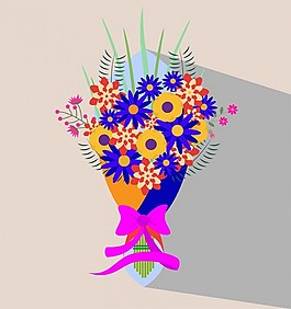 豐富多彩的婚禮花矢量插圖在平面風格自由