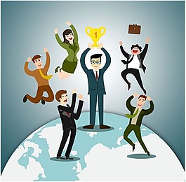企業榮譽與歡呼的人們和地球自由矢量插圖