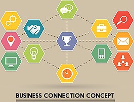 企業(yè)連接的概念與平面圖標(biāo)矢量圖
