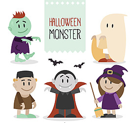 幾個微笑的萬圣節怪物