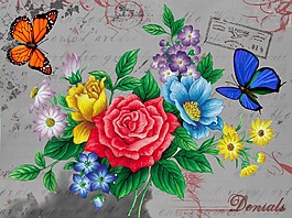 漂亮的鲜花水墨画图片