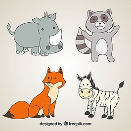 可愛手繪野生動物