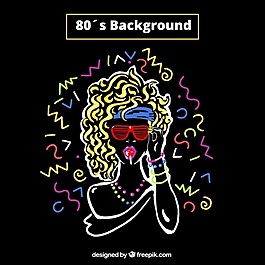 80年代風(fēng)格背景的女孩