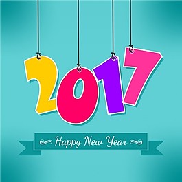 带有蓝色背景的卡通新年卡