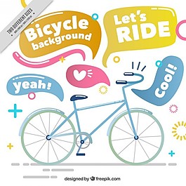 帶有語(yǔ)音氣泡背景的手繪自行車