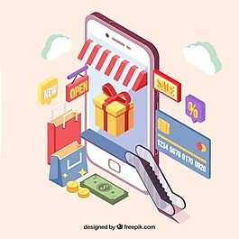 購物應(yīng)用的等距視圖