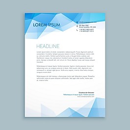 藍(lán)色的抽象形狀的信箋模板