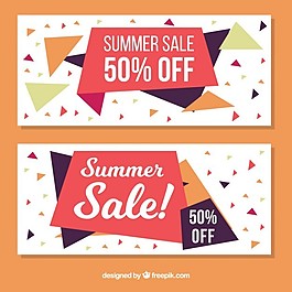 夏季銷售橫幅與多邊形