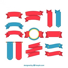 紅色和藍(lán)色絲帶的集合