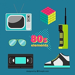 80年代的物体在平面设计中的包装