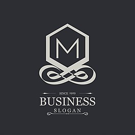 優(yōu)雅的銀色標(biāo)志與字母M