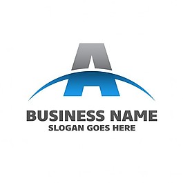 標志用字母A銀色和藍色