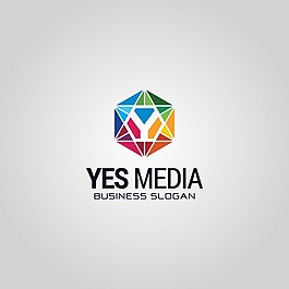 五顏六色的六角形標志與字母Y