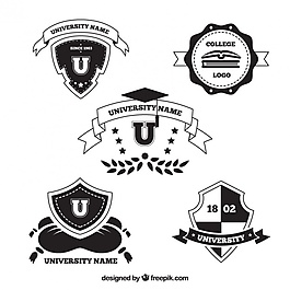 幾家優(yōu)雅的學(xué)院標(biāo)志在黑色和白色