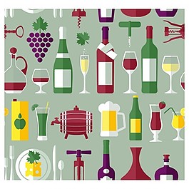 葡萄酒瓶和飲料的平面設(shè)計背景