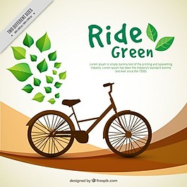 抽象的背景與樹葉和老式自行車
