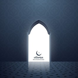 清真寺的門，里面有白色的光