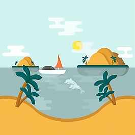 平面設計中的棕櫚樹夏季景觀