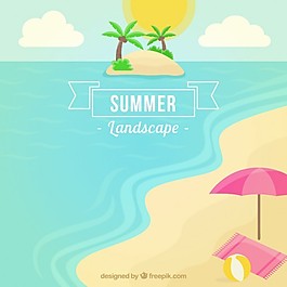 夏天的海滩景观
